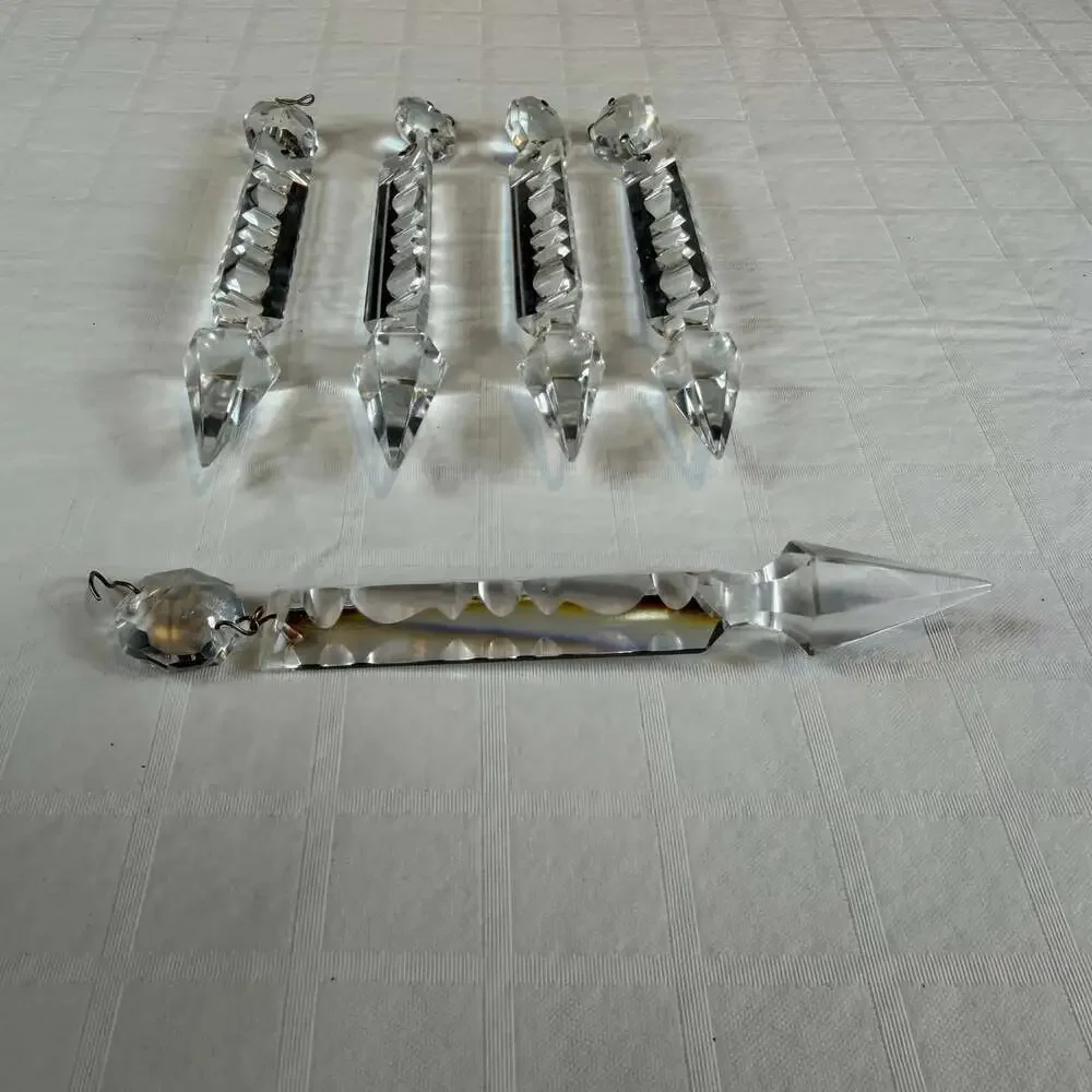 Clear Faceted Crystal Chandelier Prism Drops w/ Octagon Connector 6